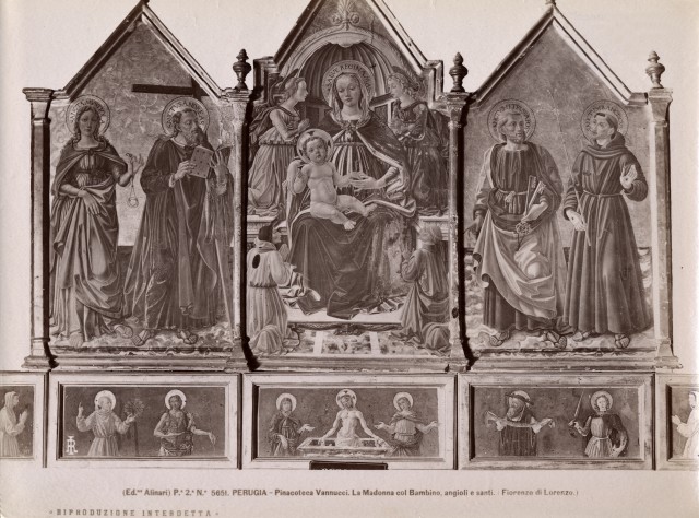 Alinari, Fratelli — Perugia - Pinacoteca Vannucci. La Madonna col Bambino, angioli e santi. (Fiorenzo di Lorenzo.) — insieme